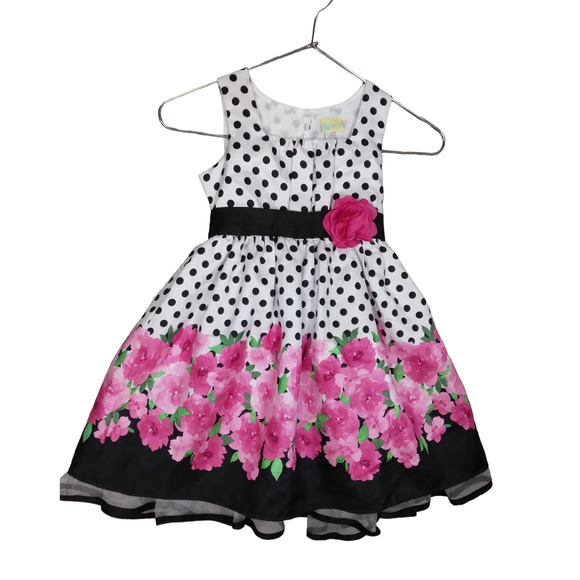 Holiday Editions Puffy Sunday Dress Size Small Polka Dot Floral - Picture 1 of 7